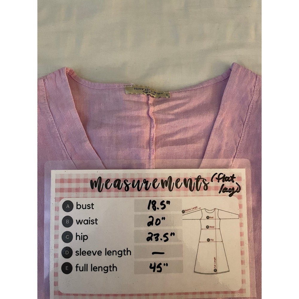Francesca Bettini Small Lilac Pink Linen Midi Dress Made in Italy Ruffle Hem - Picture 16 of 16